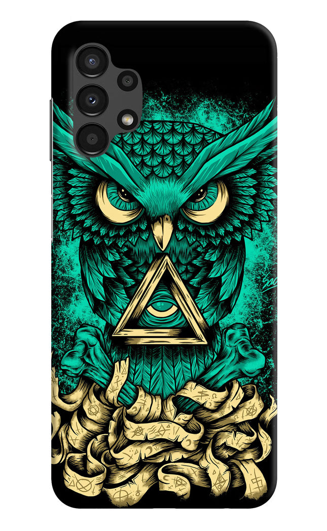 Green Owl Samsung A13 4G Hard Case Back Cover by Casekaro