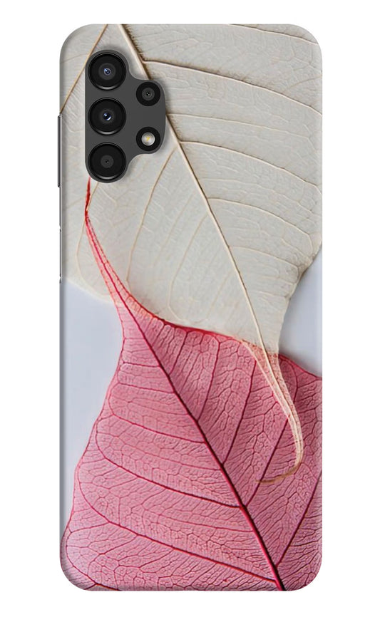 White Pink Leaf Samsung A13 4G Hard Case Back Cover by Casekaro