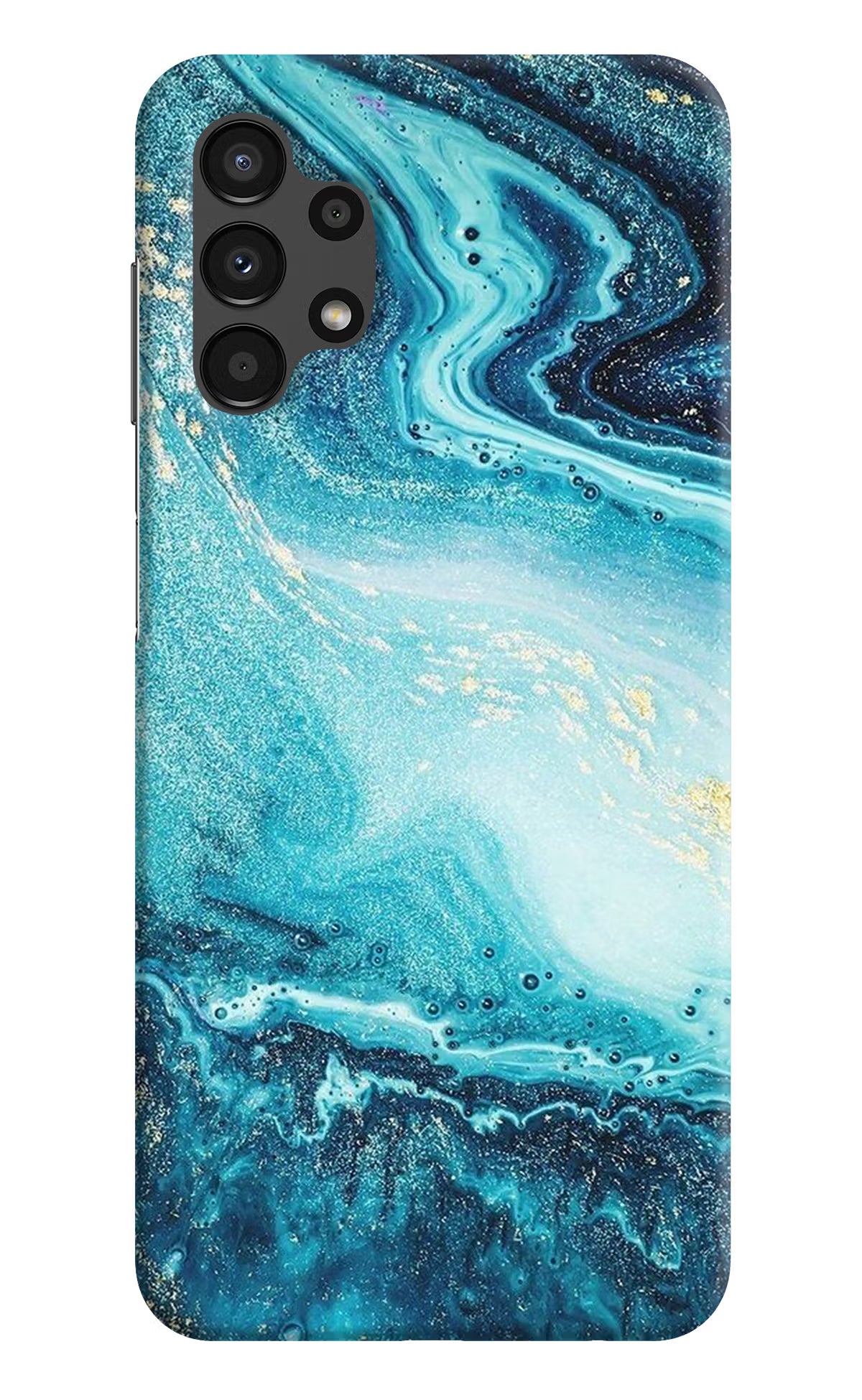 Blue Glitter Marble Samsung A13 4G Hard Case Back Cover by Casekaro