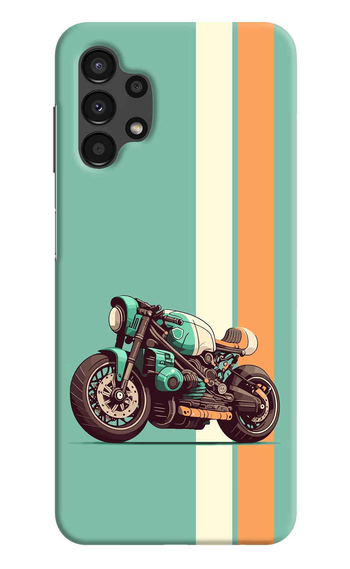 Striped Moto Drift Samsung A13 4G Hard Case Back Cover by Casekaro