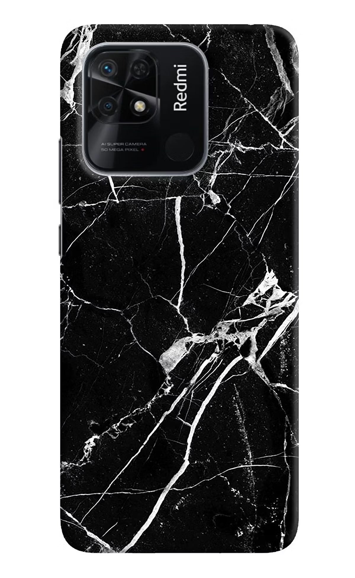 Black Marble Pattern Redmi 10/10 Power Hard Case Back Cover by Casekaro