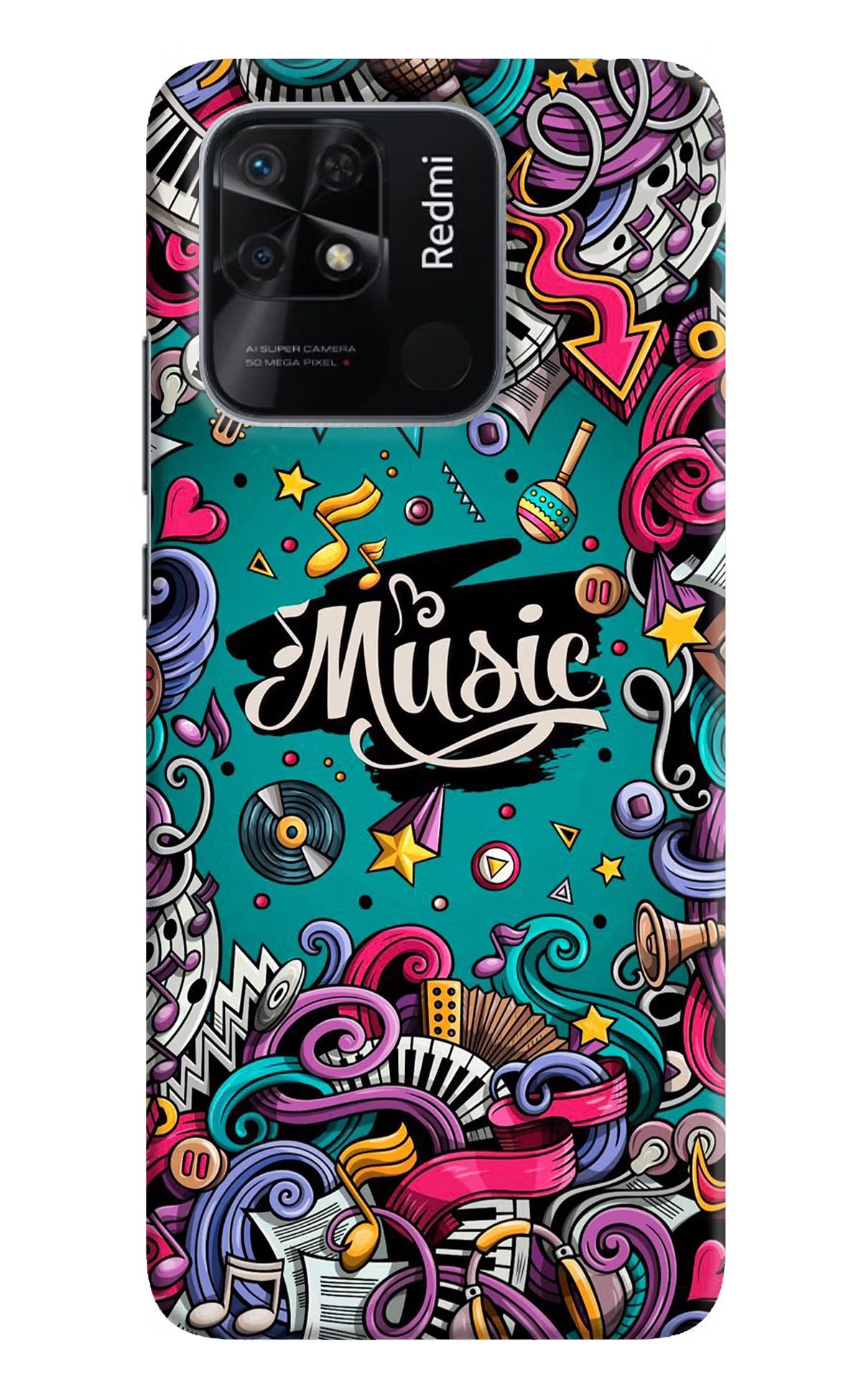 Music Graffiti Redmi 10/10 Power Hard Case Back Cover by Casekaro