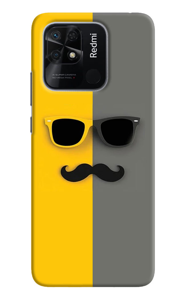 Sunglasses with Mustache Redmi 10/10 Power Hard Case Back Cover by Casekaro