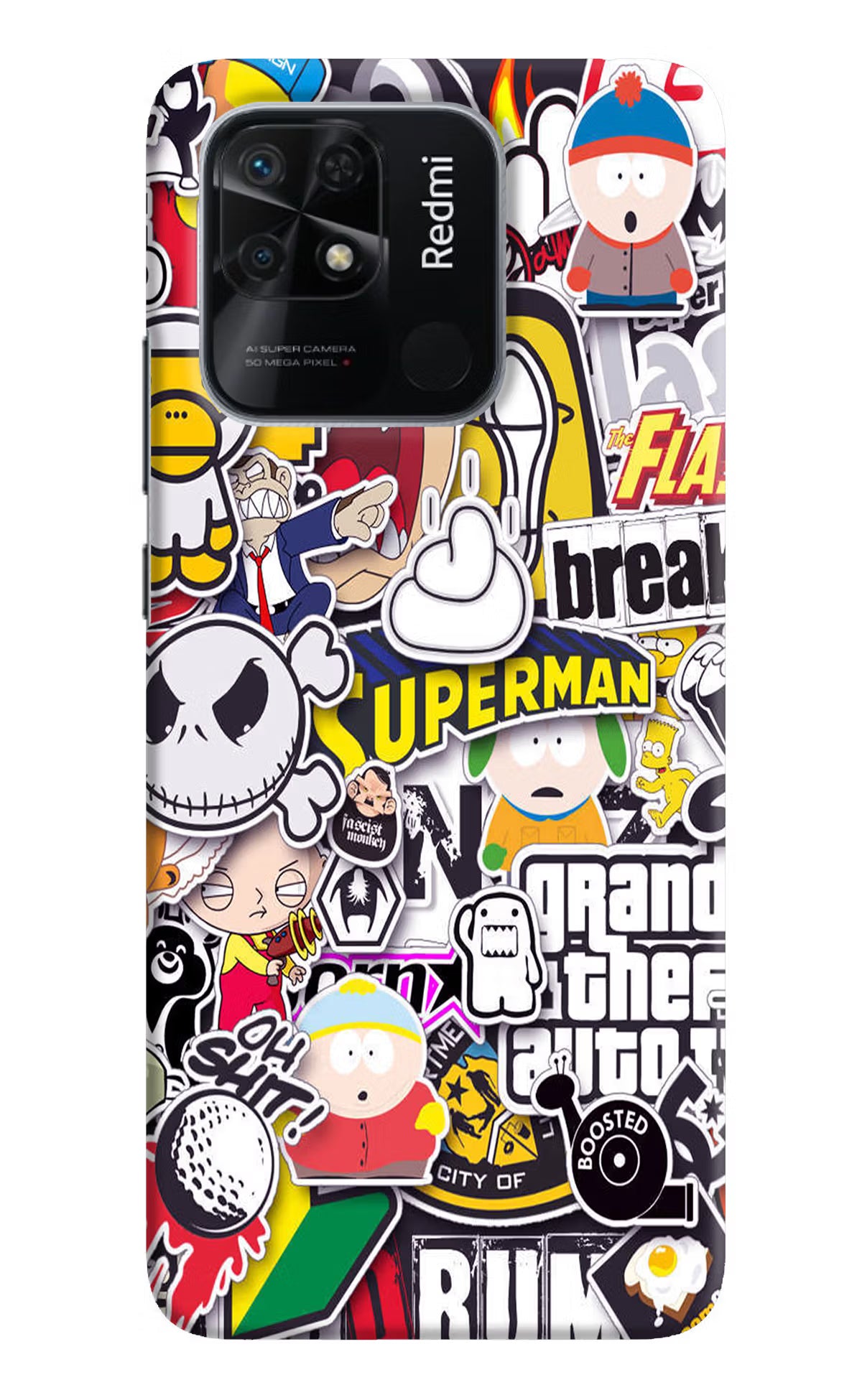 Sticker Bomb Redmi 10/10 Power Hard Case Back Cover by Casekaro