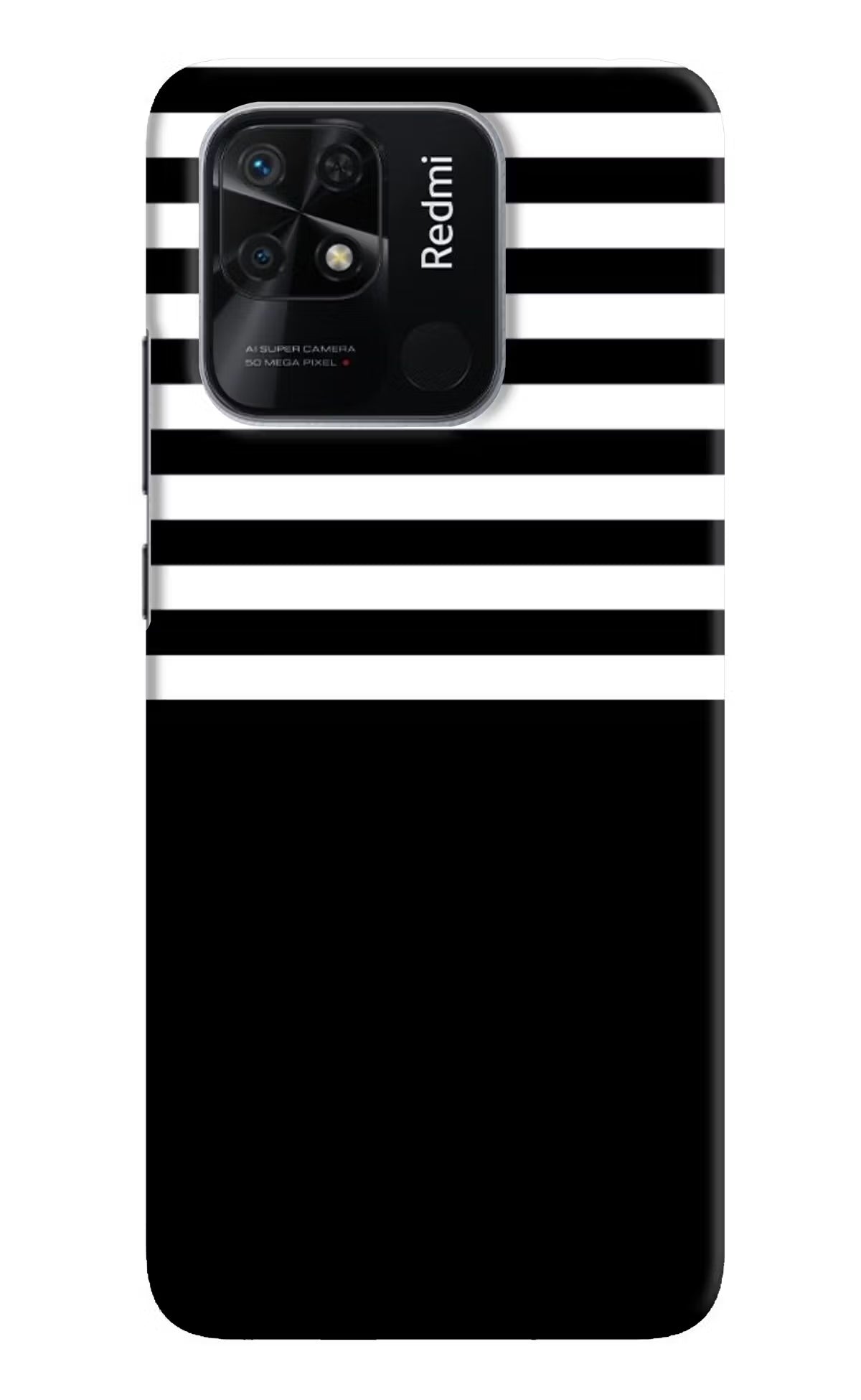 Black and White Print Redmi 10/10 Power Hard Case Back Cover by Casekaro