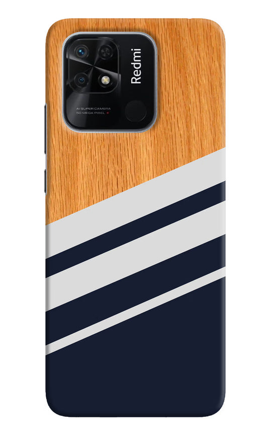 Blue and white wooden Redmi 10/10 Power Hard Case Back Cover by Casekaro