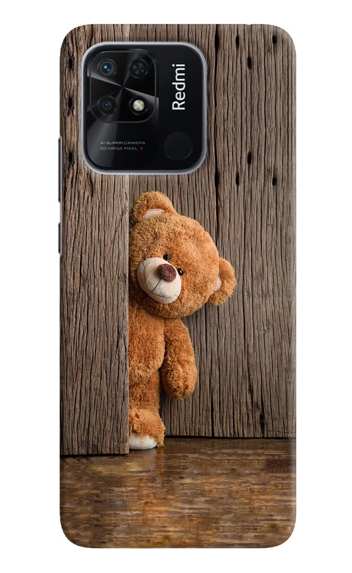 Teddy Wooden Redmi 10/10 Power Hard Case Back Cover by Casekaro