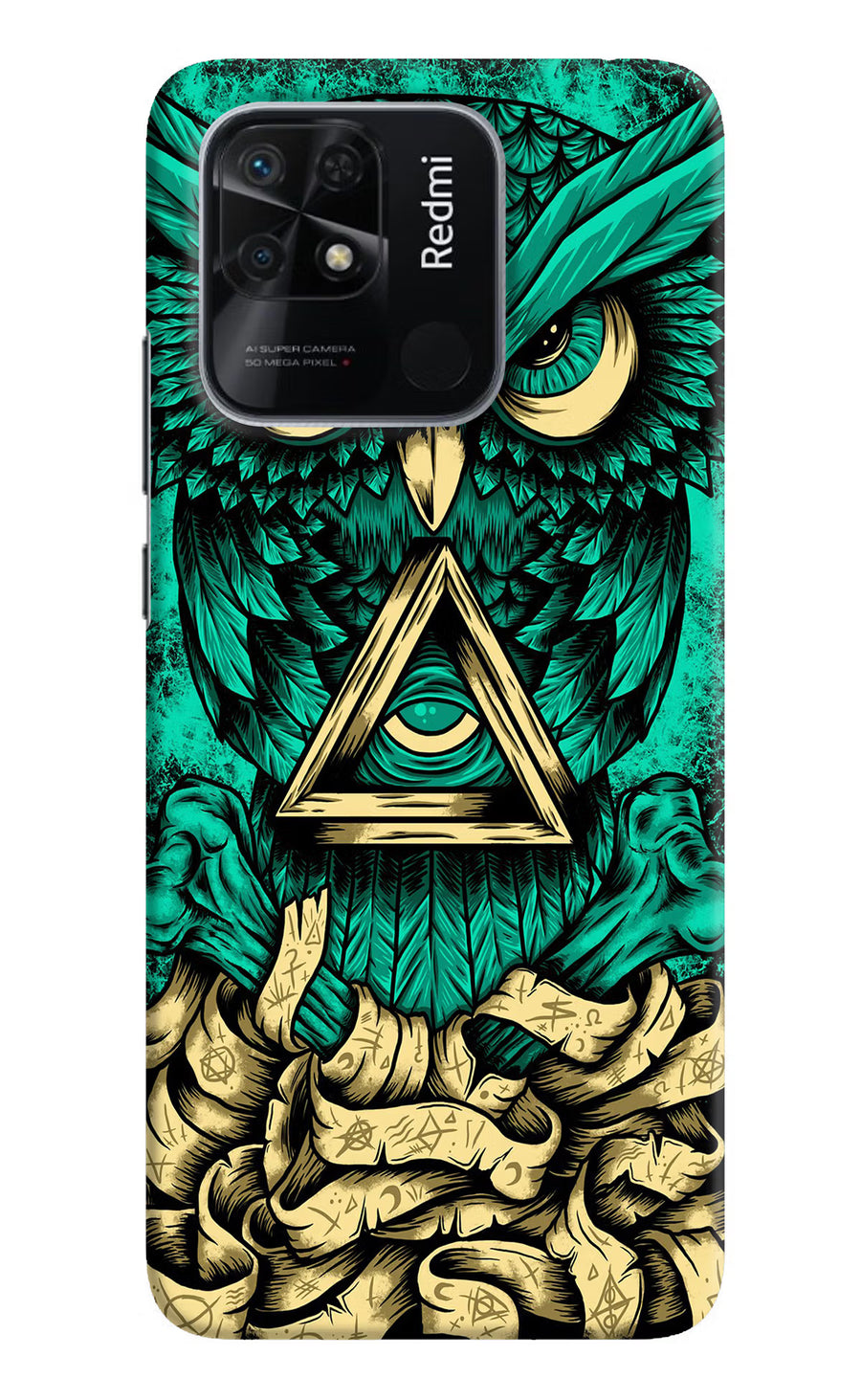 Green Owl Redmi 10/10 Power Back Cover, Hard case