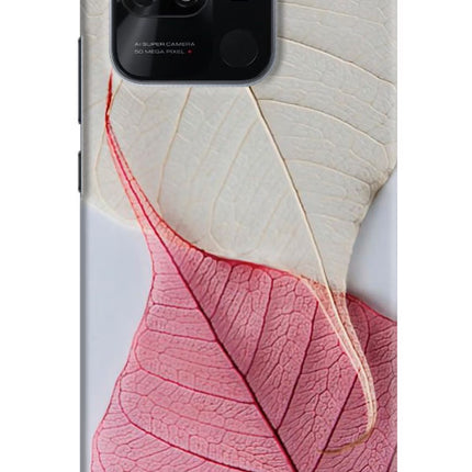 White Pink Leaf Redmi 10/10 Power Hard Case Back Cover by Casekaro