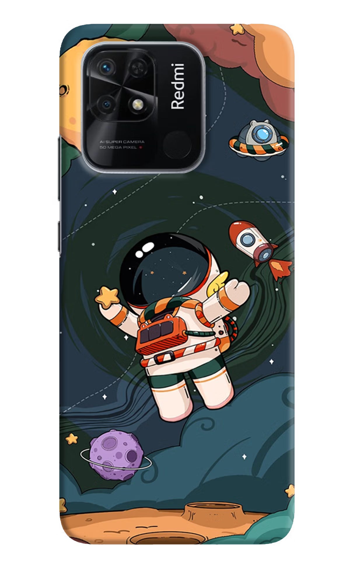 Cartoon Astronaut Redmi 10/10 Power Hard Case Back Cover by Casekaro
