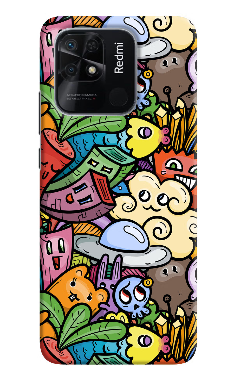 Veggie Doodle Redmi 10/10 Power Back Cover, Hard case