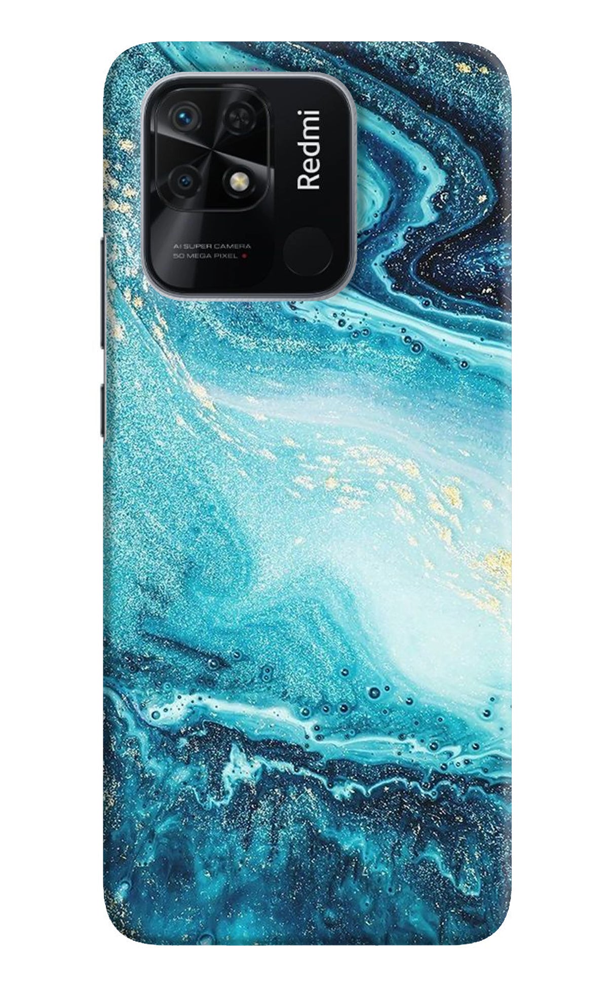 Blue Glitter Marble Redmi 10/10 Power Back Cover