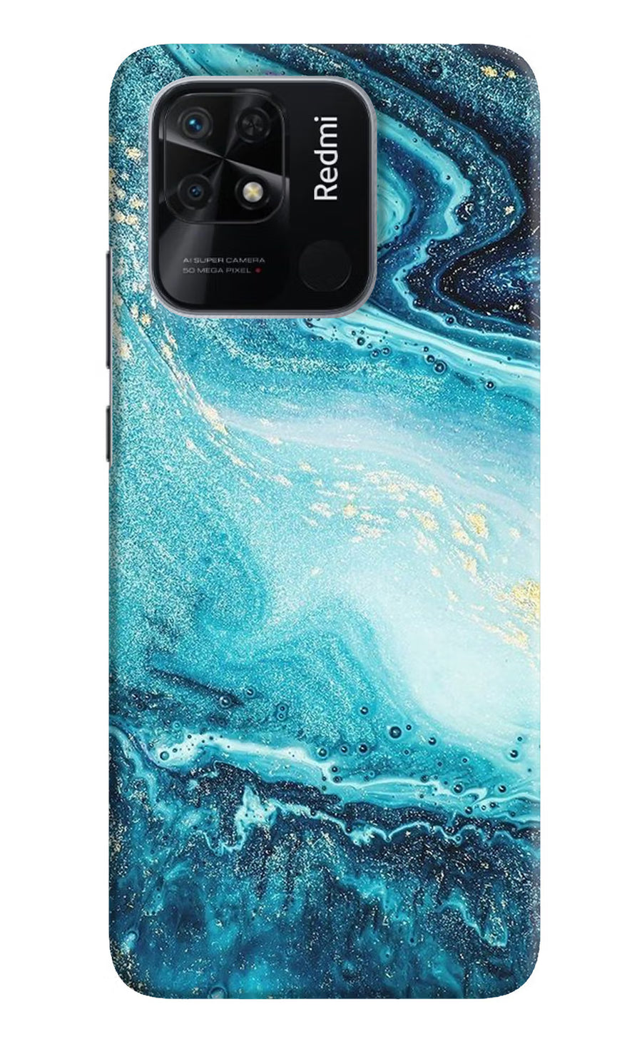 Blue Glitter Marble Redmi 10/10 Power Back Cover, Hard case