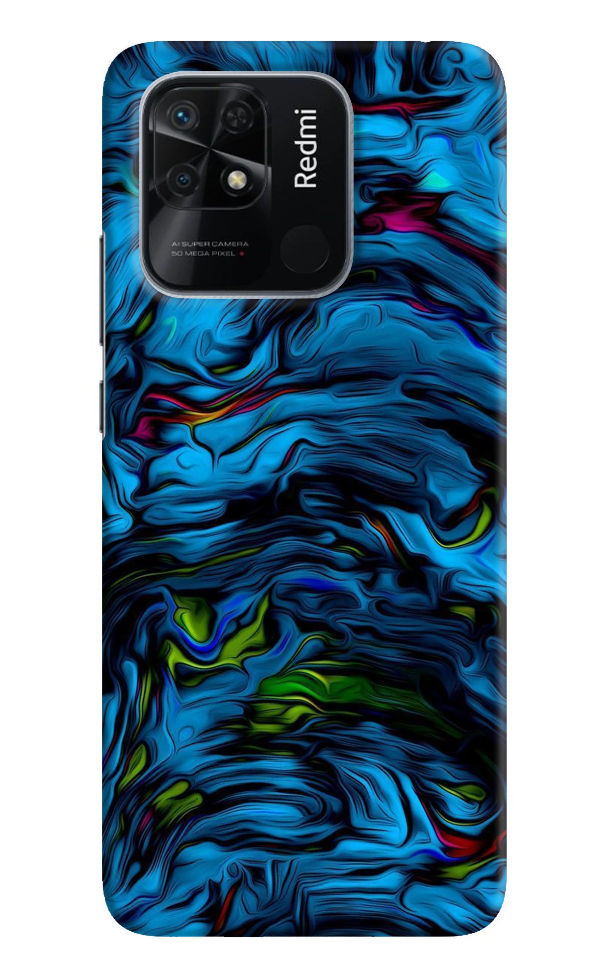 Dark Blue Abstract Redmi 10/10 Power Back Cover