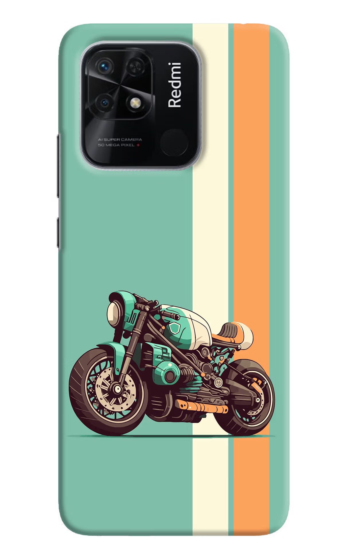 Striped Moto Drift Redmi 10/10 Power Hard Case Back Cover by Casekaro