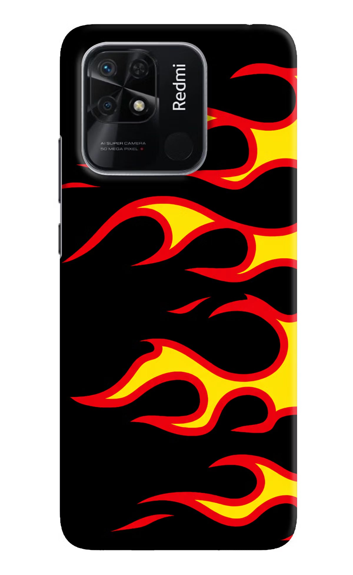 Side Sweep Flames Redmi 10/10 Power Hard Case Back Cover by Casekaro