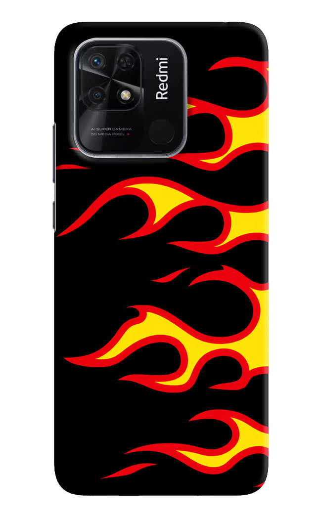 Side Sweep Flames Redmi 10/10 Power Hard Case Back Cover by Casekaro