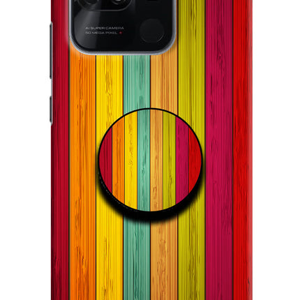 Multicolor Wooden Redmi 10/10 Power Pop Case by Casekaro