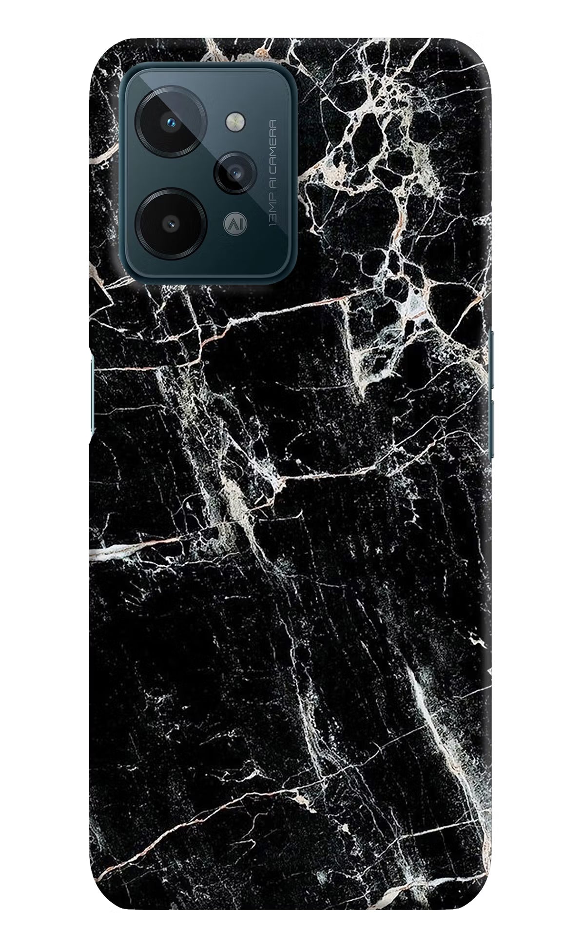 Black Marble Texture Realme C31 Hard Case Back Cover by Casekaro