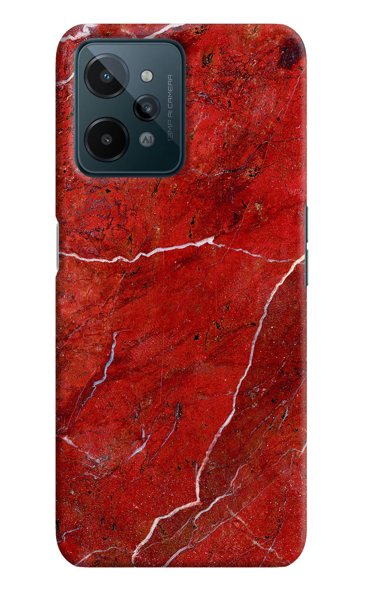 Red Marble Design Realme C31 Hard Case Back Cover by Casekaro