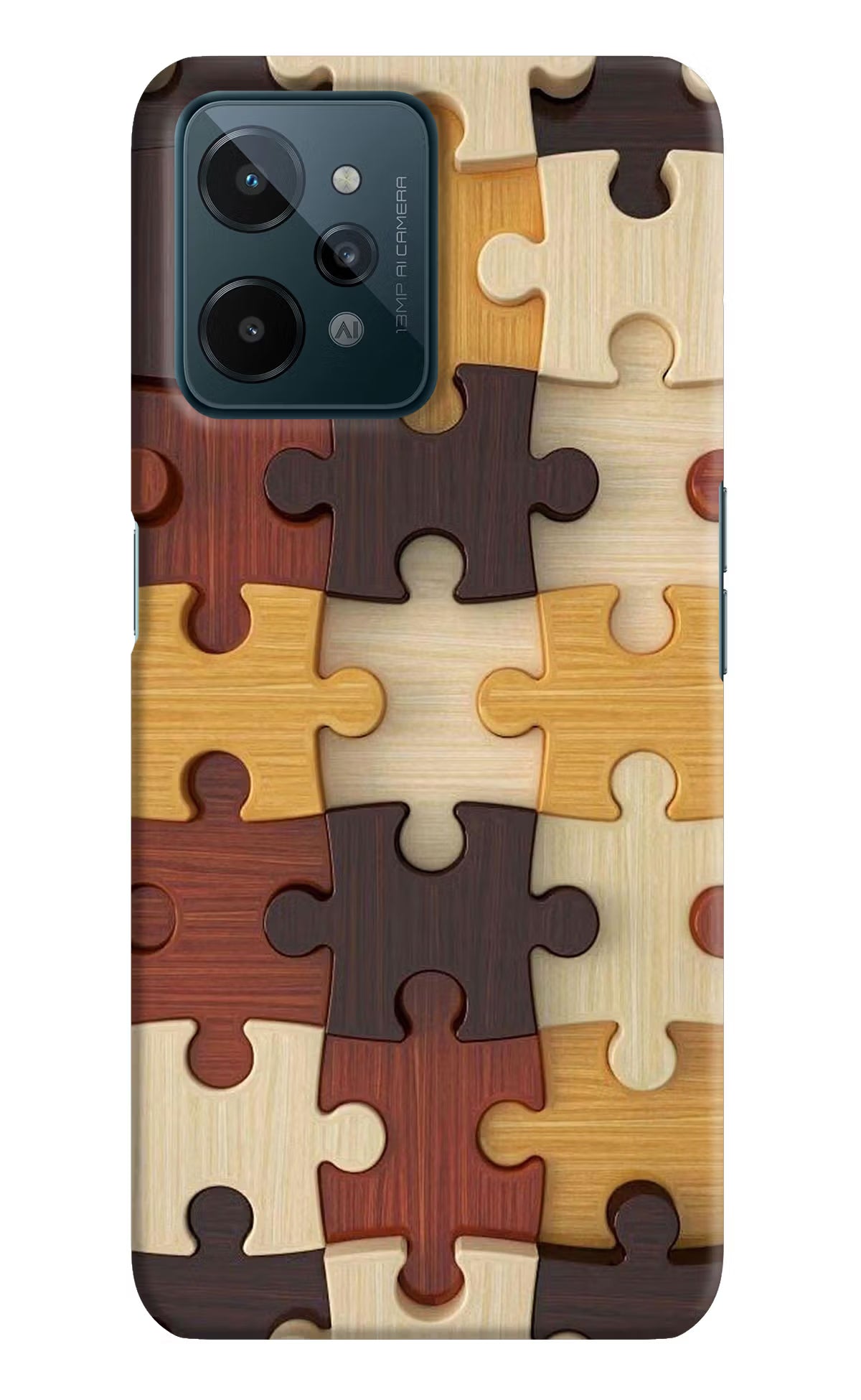 Wooden Puzzle Realme C31 Hard Case Back Cover by Casekaro