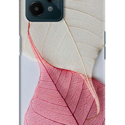 White Pink Leaf Realme C31 Hard Case Back Cover by Casekaro