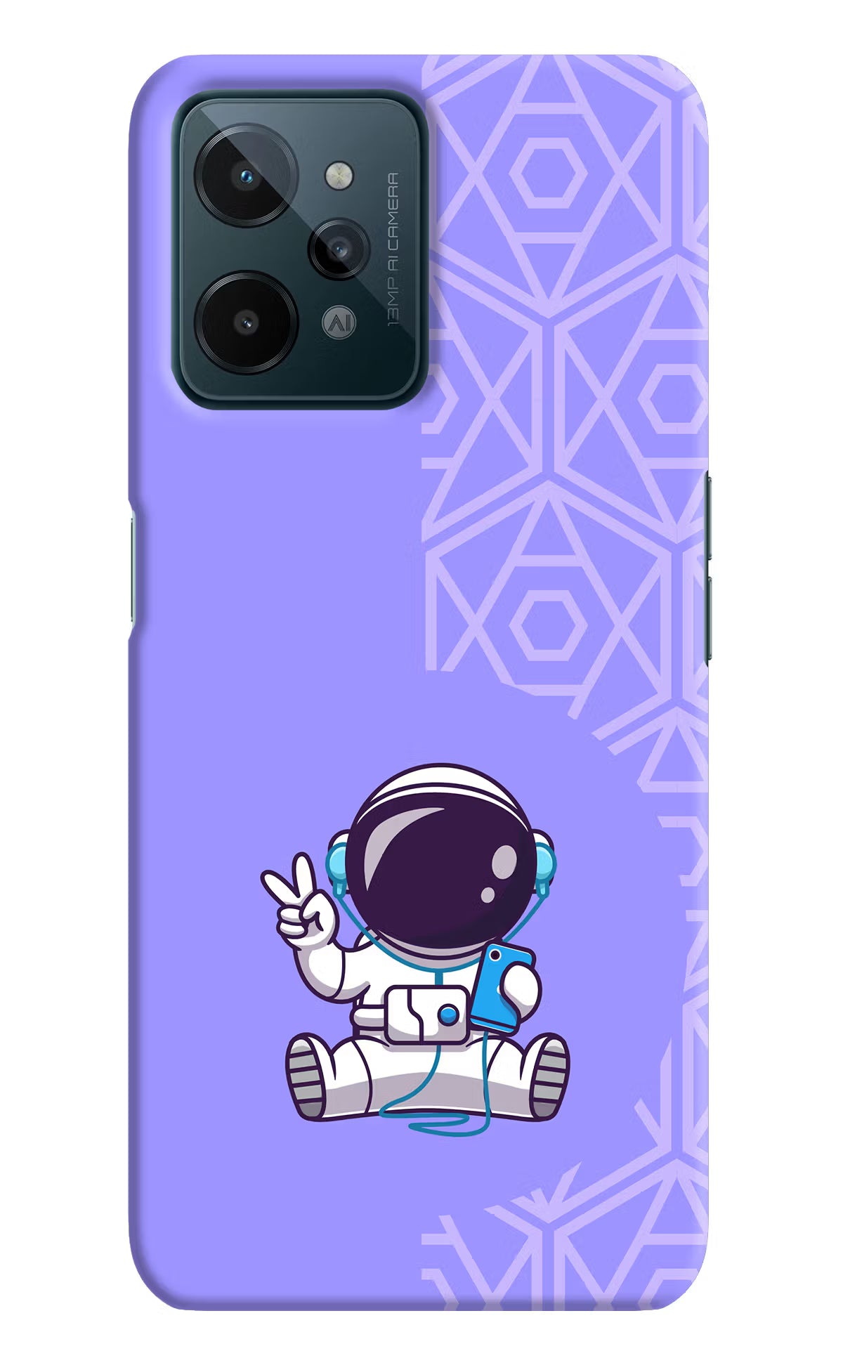 Cute Astronaut Chilling Realme C31 Hard Case Back Cover by Casekaro