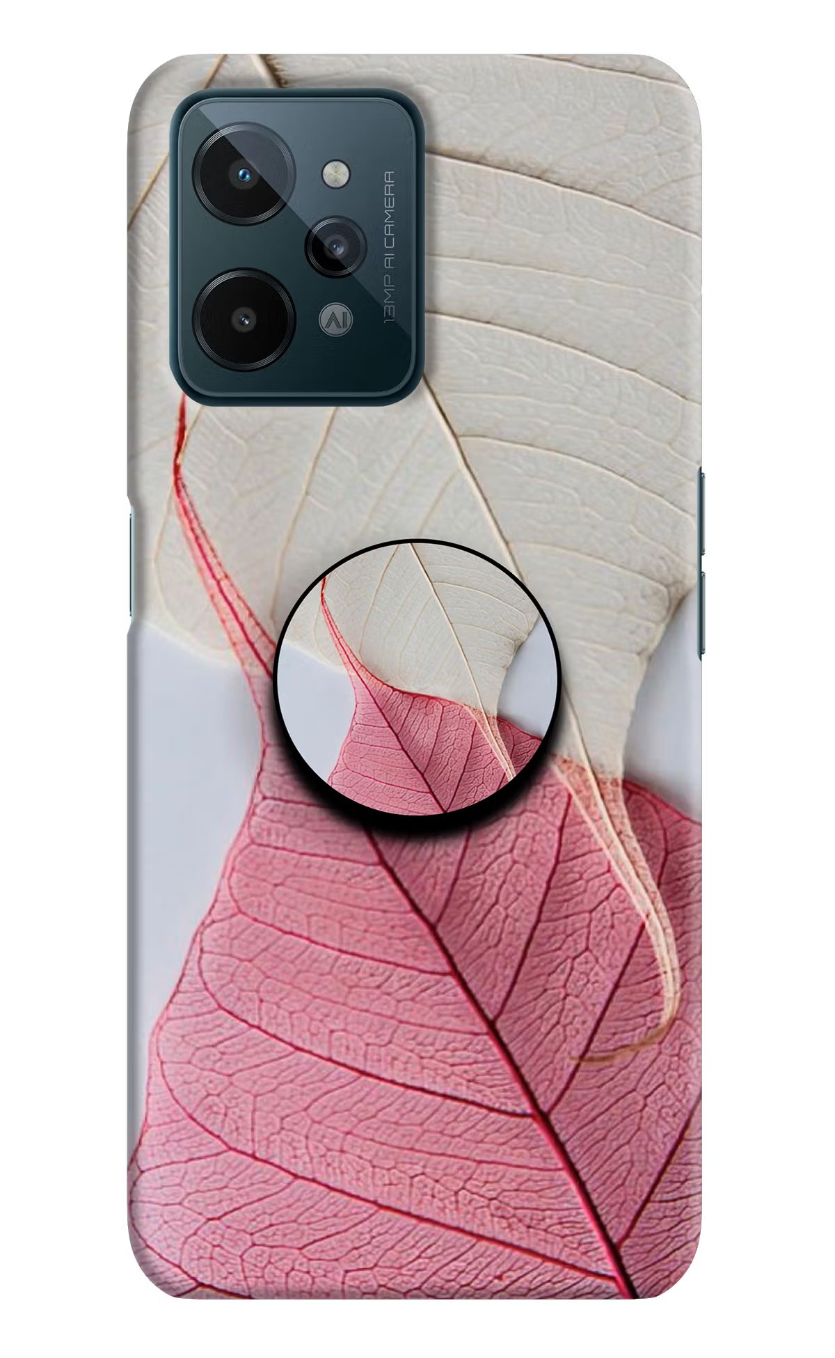 White Pink Leaf Realme C31 Pop Case by Casekaro