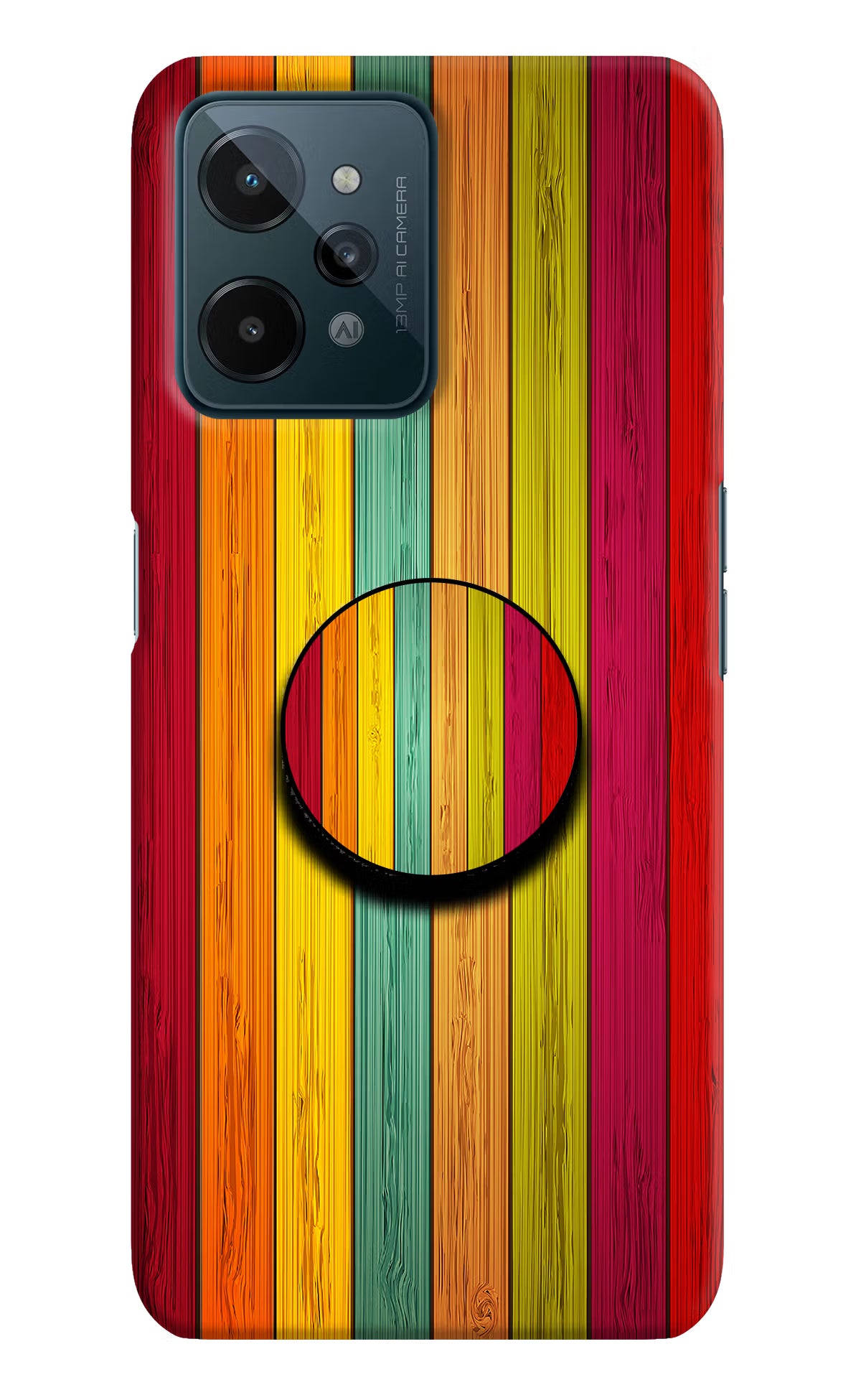 Multicolor Wooden Realme C31 Pop Case by Casekaro