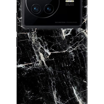 Black Marble Texture Vivo X80 Hard Case Back Cover by Casekaro