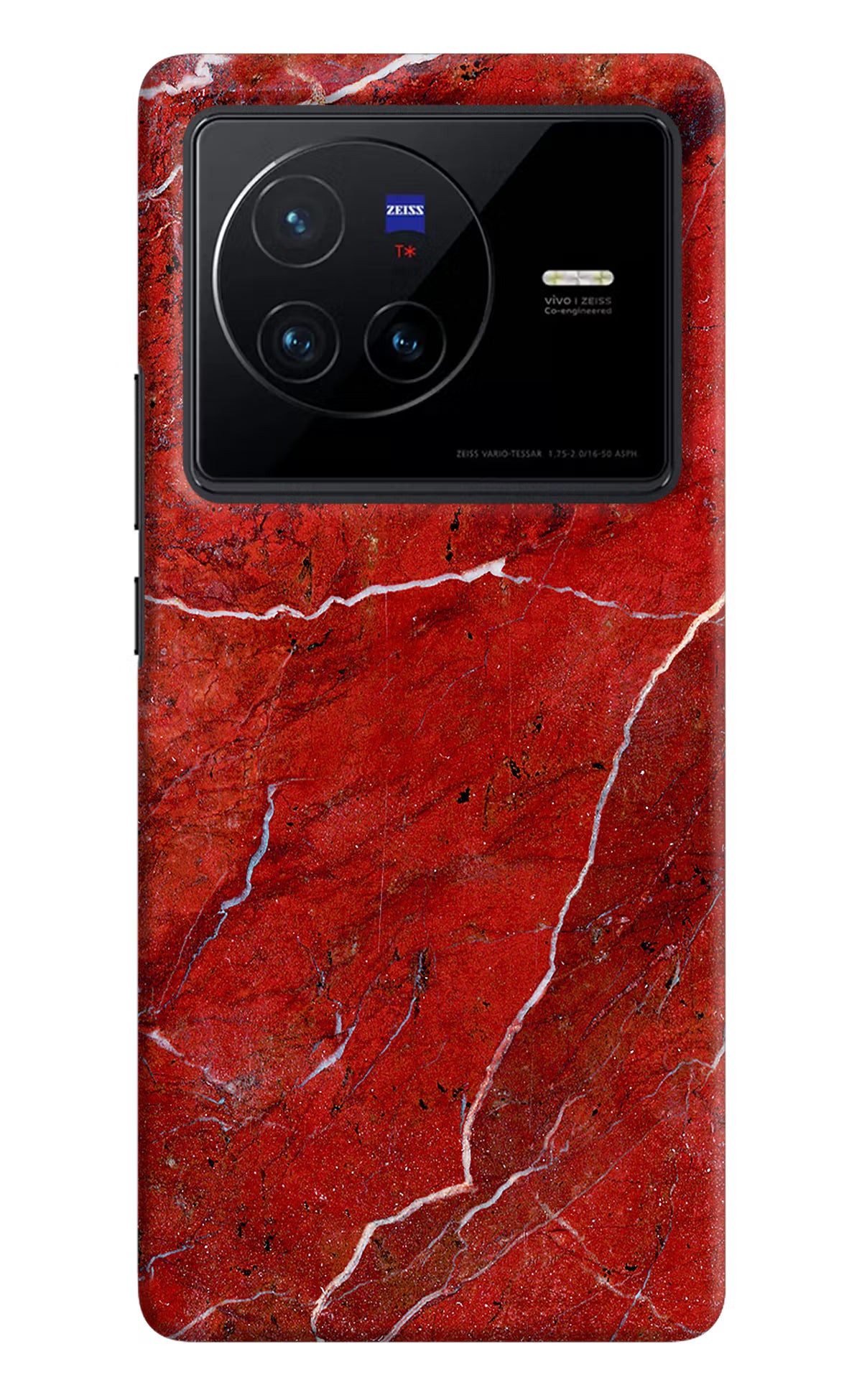 Red Marble Design Vivo X80 Hard Case Back Cover by Casekaro