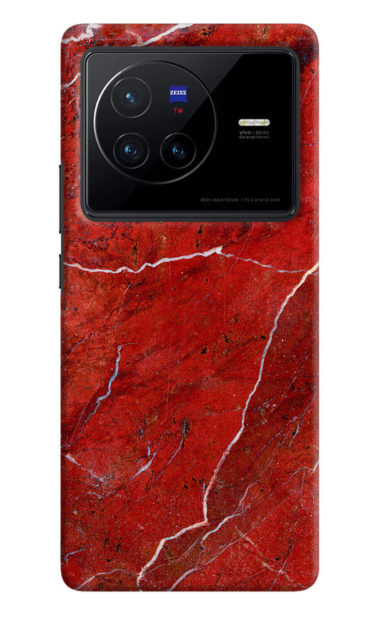 Red Marble Design Vivo X80 Hard Case Back Cover by Casekaro