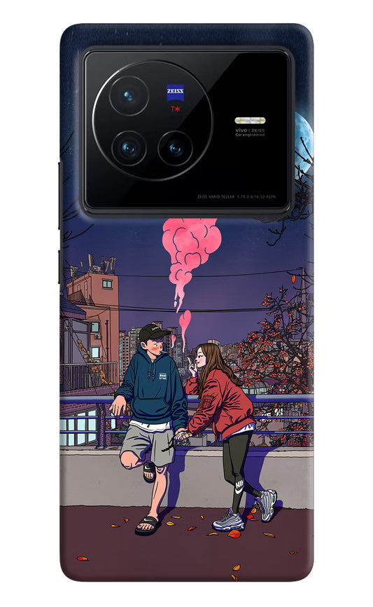Chilling Couple Vivo X80 Hard Case Back Cover by Casekaro