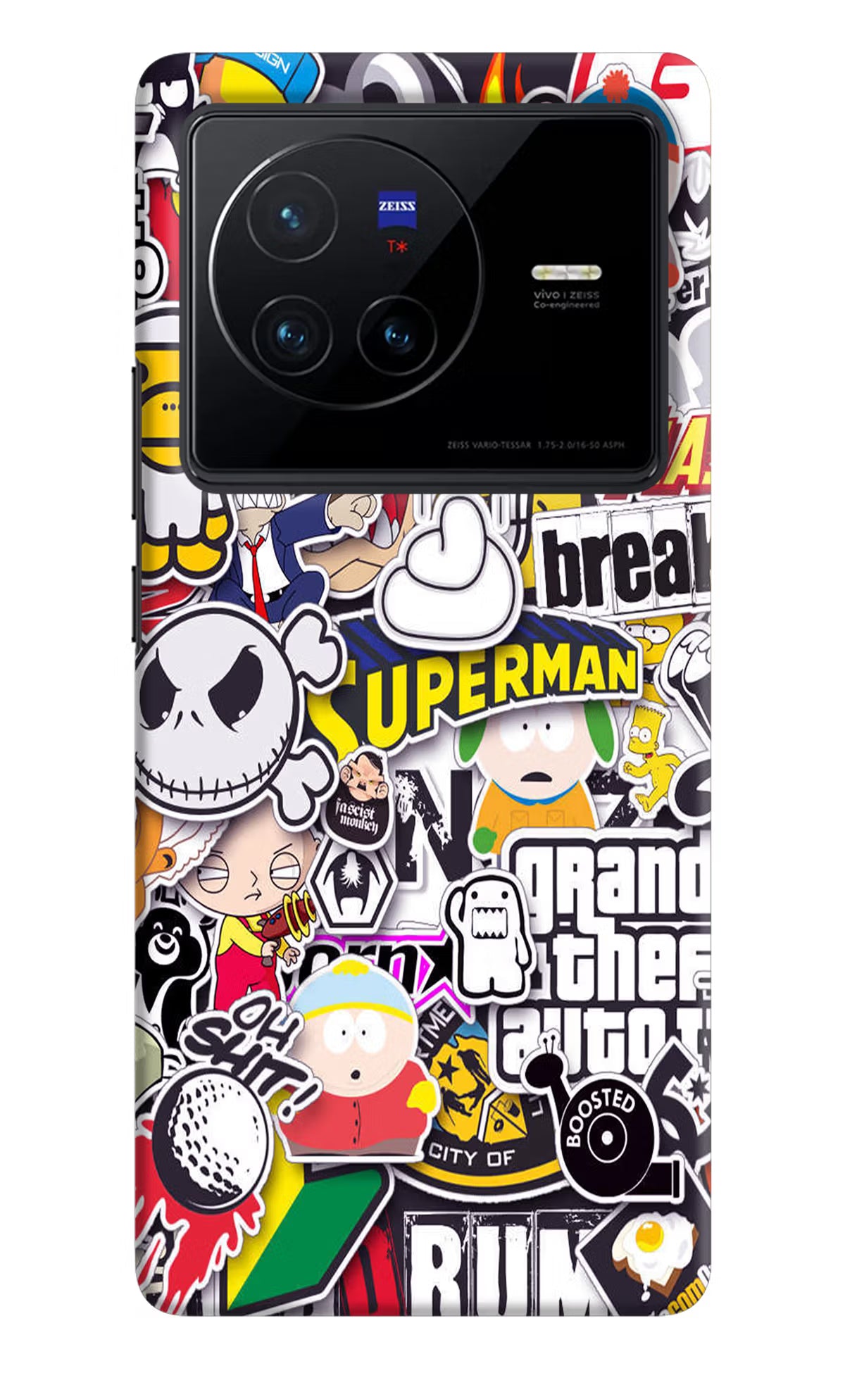 Sticker Bomb Vivo X80 Hard Case Back Cover by Casekaro