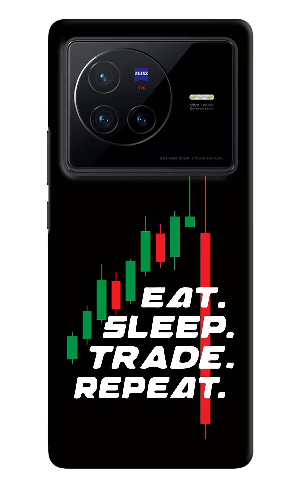 Eat Sleep Trade Repeat Vivo X80 Hard Case Back Cover by Casekaro