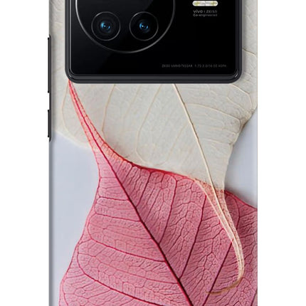 White Pink Leaf Vivo X80 Hard Case Back Cover by Casekaro