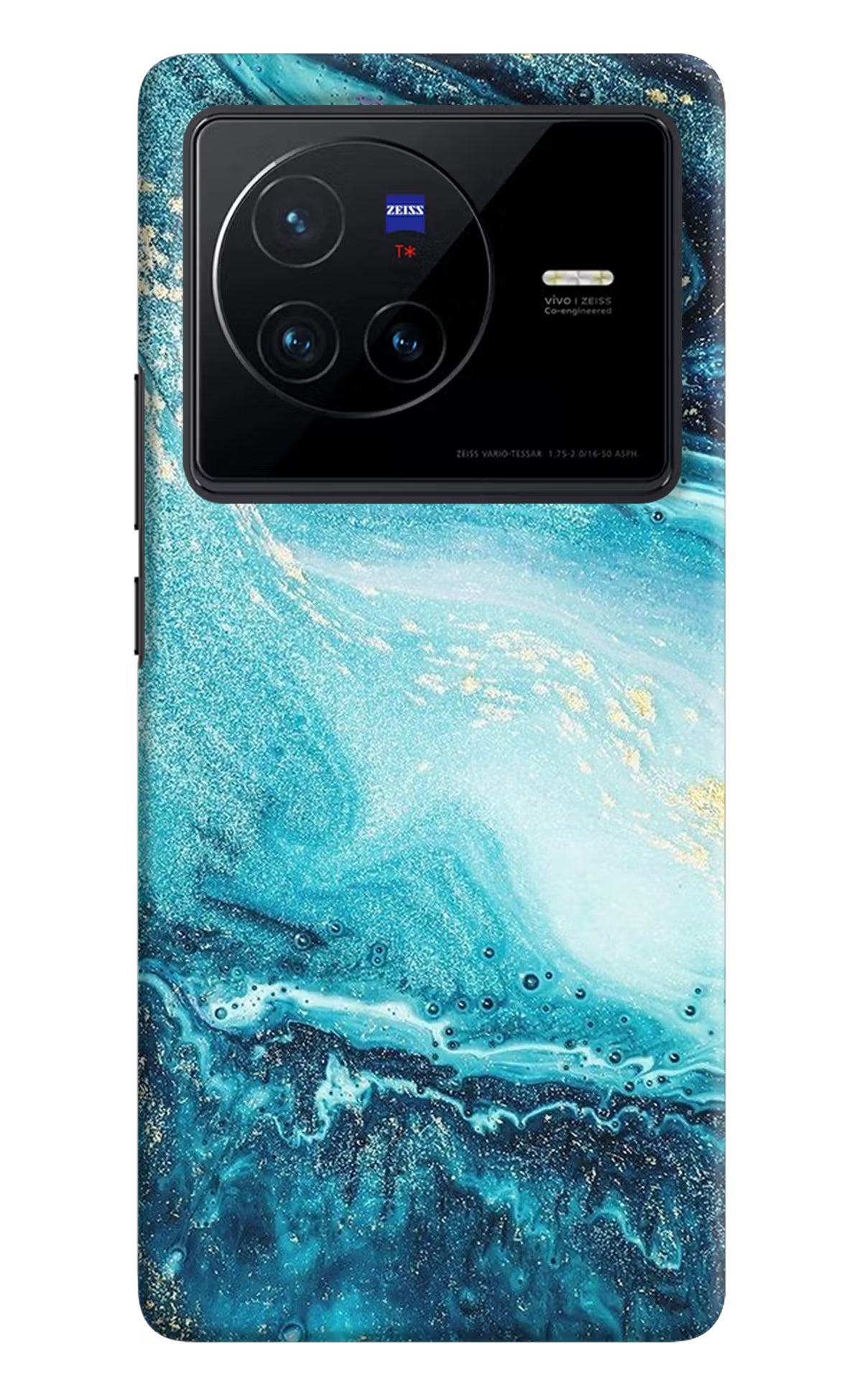 Blue Glitter Marble Vivo X80 Hard Case Back Cover by Casekaro