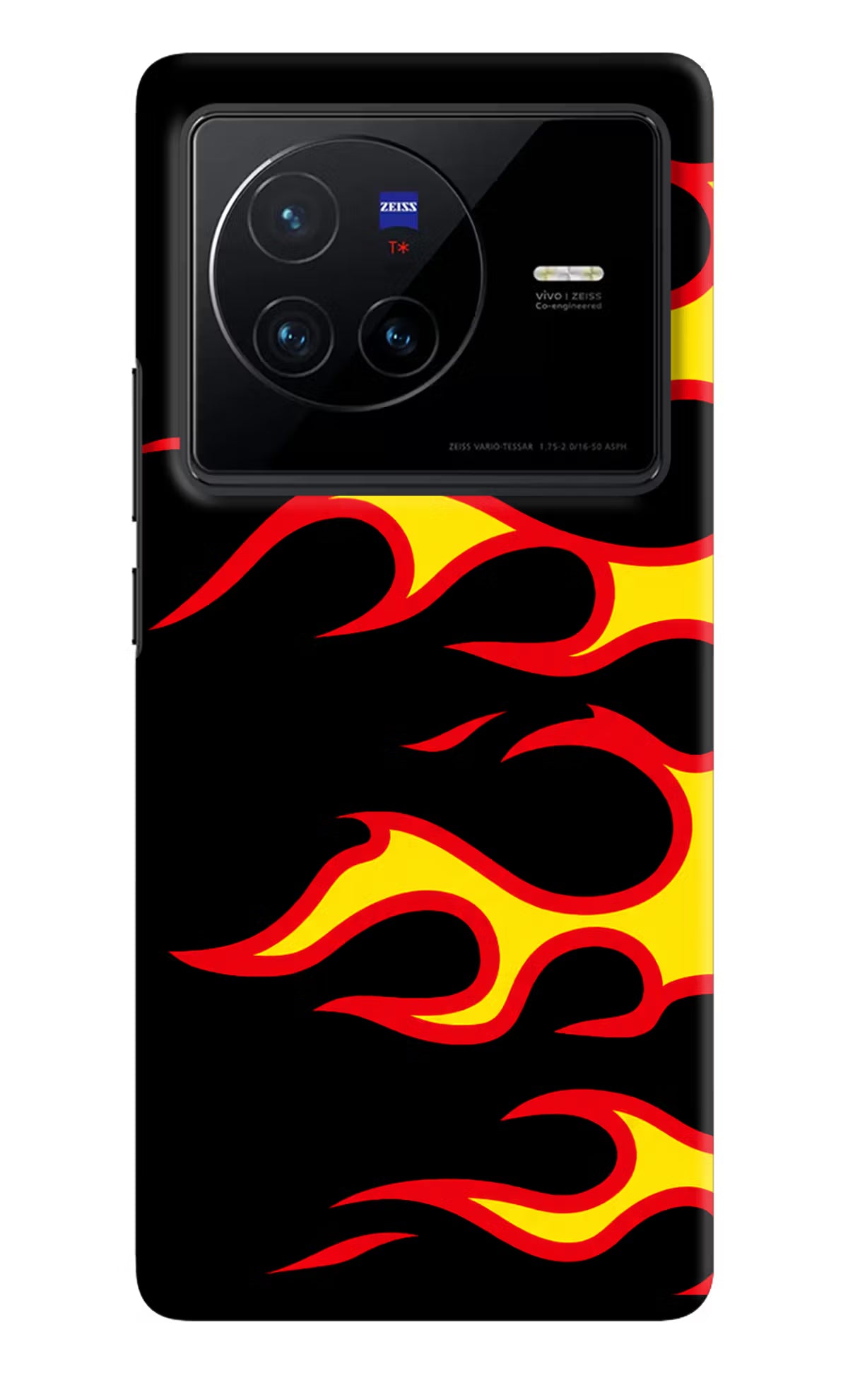 Side Sweep Flames Vivo X80 Hard Case Back Cover by Casekaro