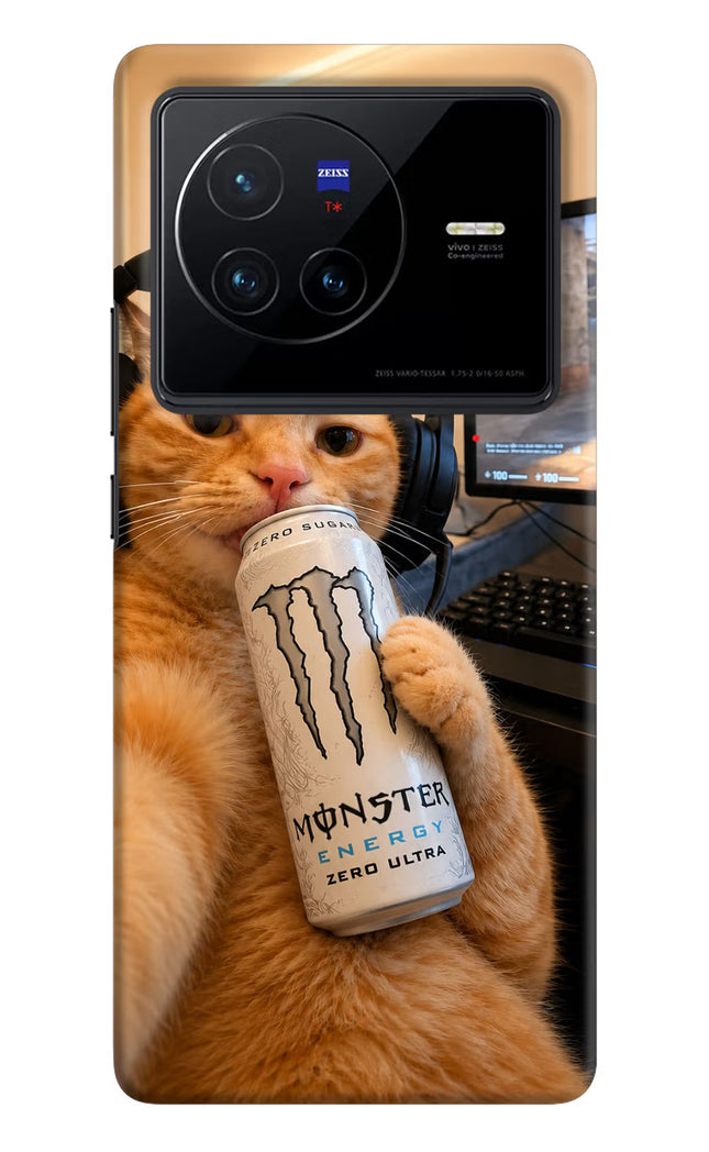 Gamer Cat Energy Vivo X80 Hard Case Back Cover by Casekaro