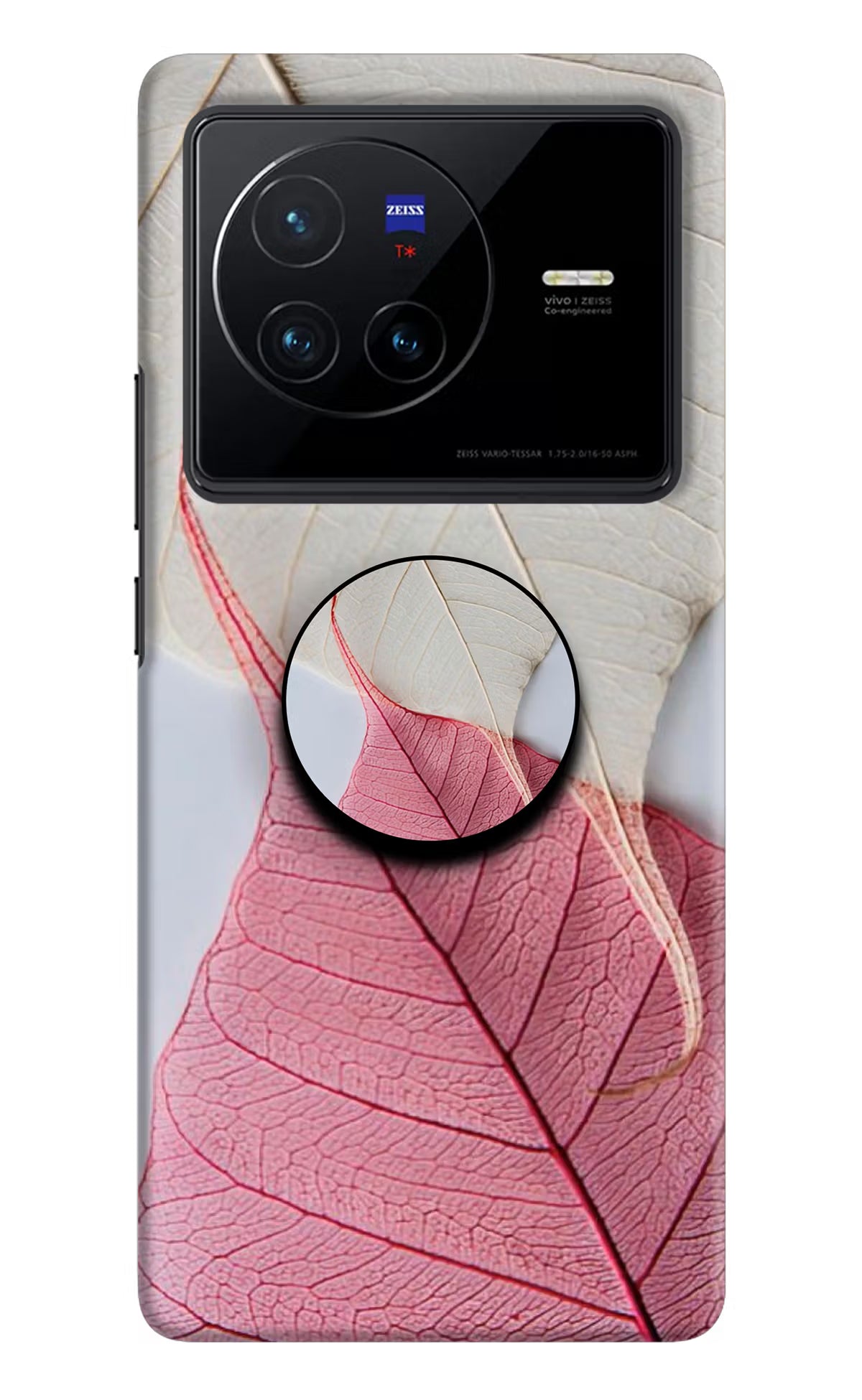 White Pink Leaf Vivo X80 Pop Case by Casekaro