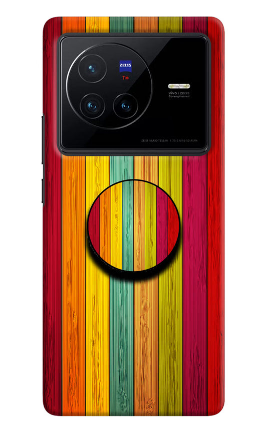 Multicolor Wooden Vivo X80 Pop Case by Casekaro