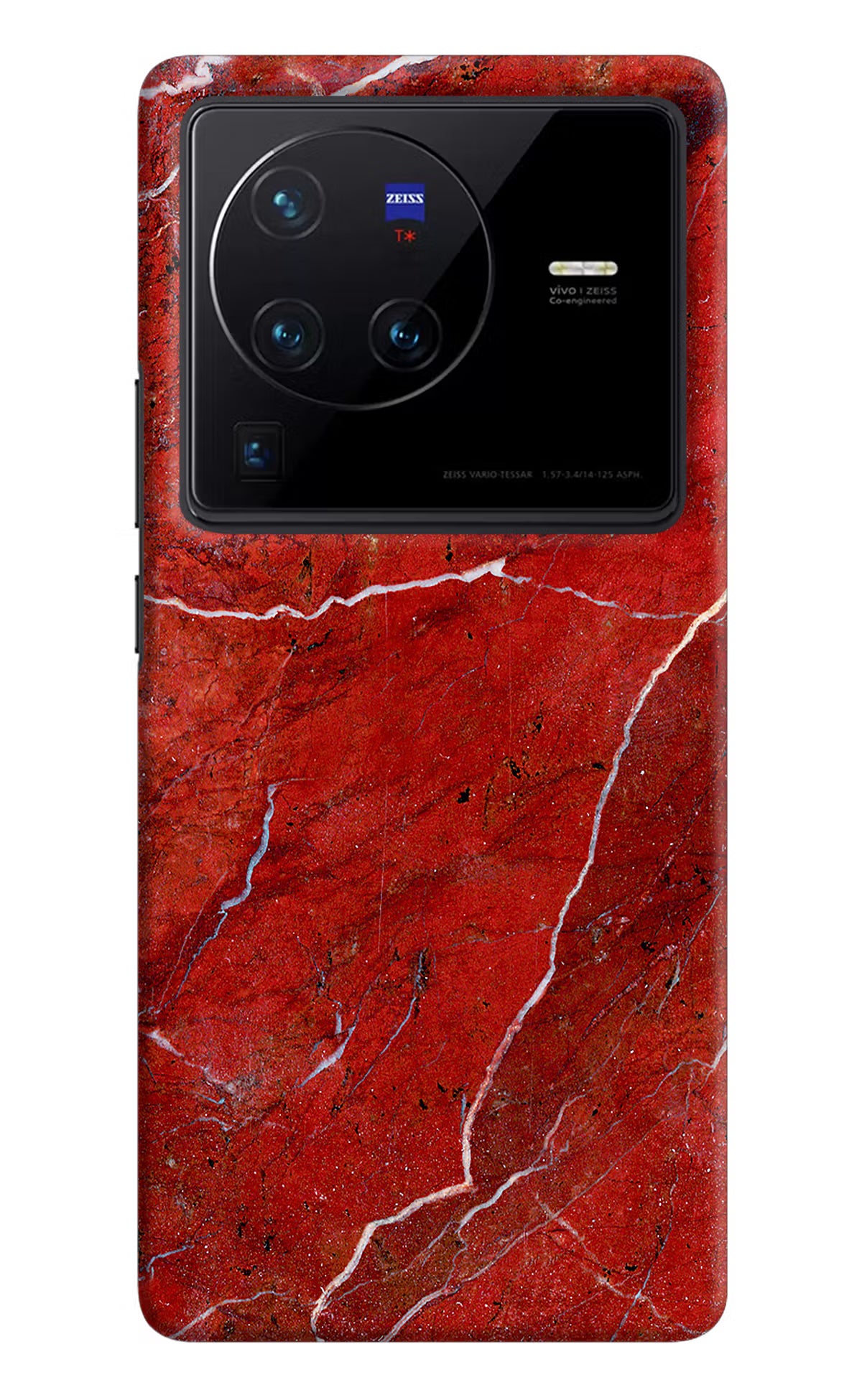 Red Marble Design Vivo X80 Pro Hard Case Back Cover by Casekaro