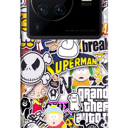 Sticker Bomb Vivo X80 Pro Hard Case Back Cover by Casekaro