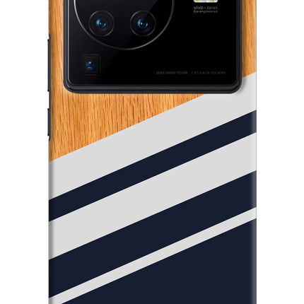 Blue and white wooden Vivo X80 Pro Hard Case Back Cover by Casekaro