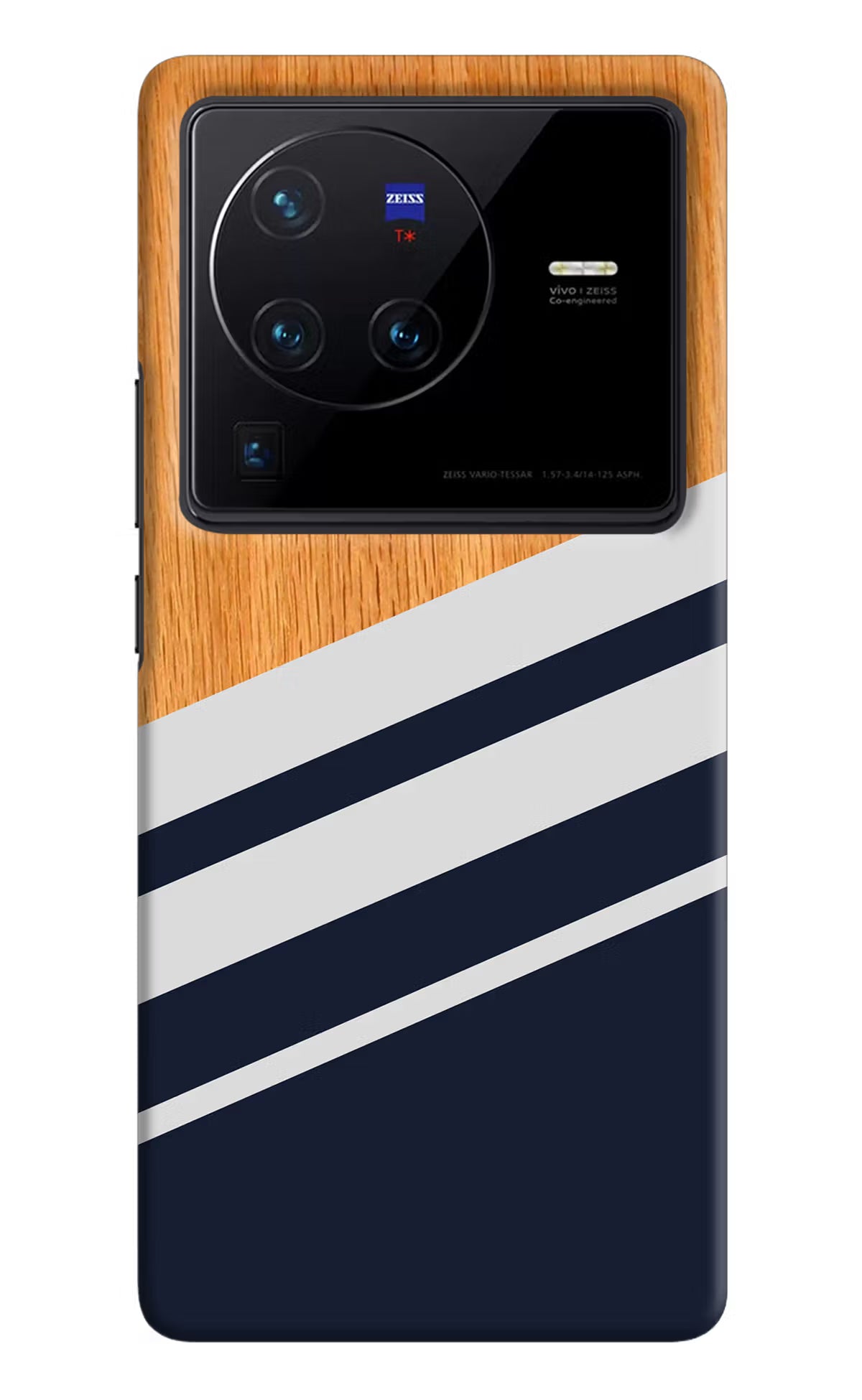 Blue and white wooden Vivo X80 Pro Hard Case Back Cover by Casekaro