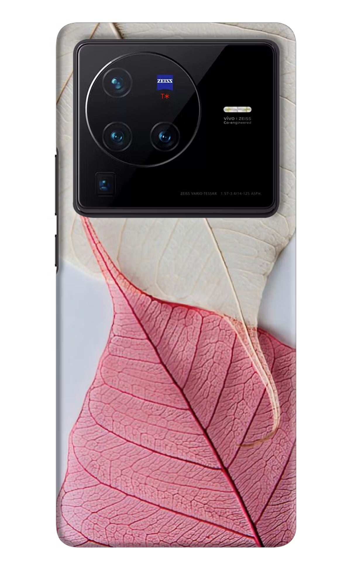 White Pink Leaf Vivo X80 Pro Hard Case Back Cover by Casekaro