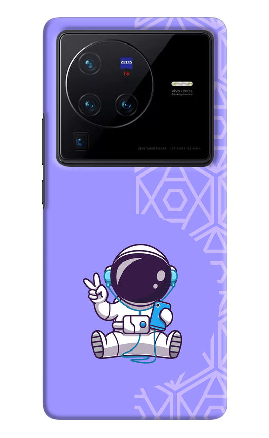 Cute Astronaut Chilling Vivo X80 Pro Hard Case Back Cover by Casekaro