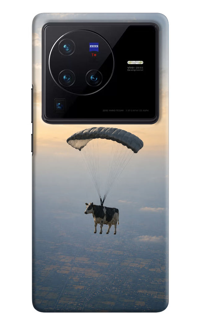 Skydiving Cow Vivo X80 Pro Hard Case Back Cover by Casekaro
