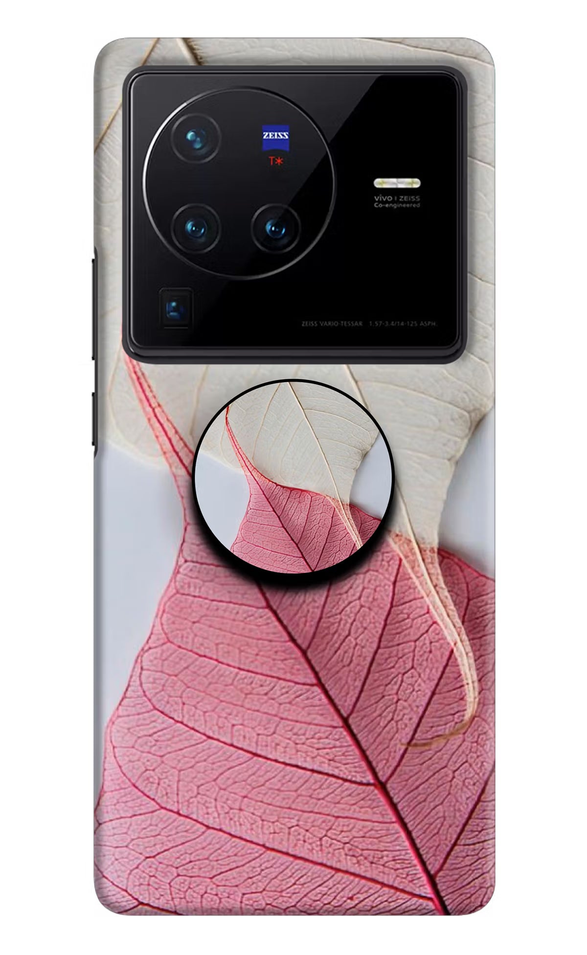 White Pink Leaf Vivo X80 Pro Pop Case by Casekaro