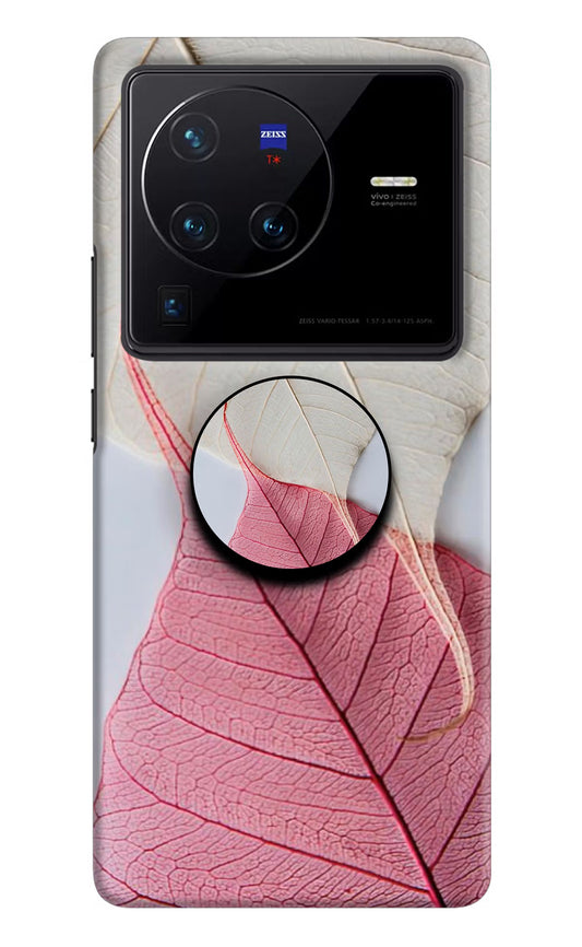 White Pink Leaf Vivo X80 Pro Pop Case by Casekaro